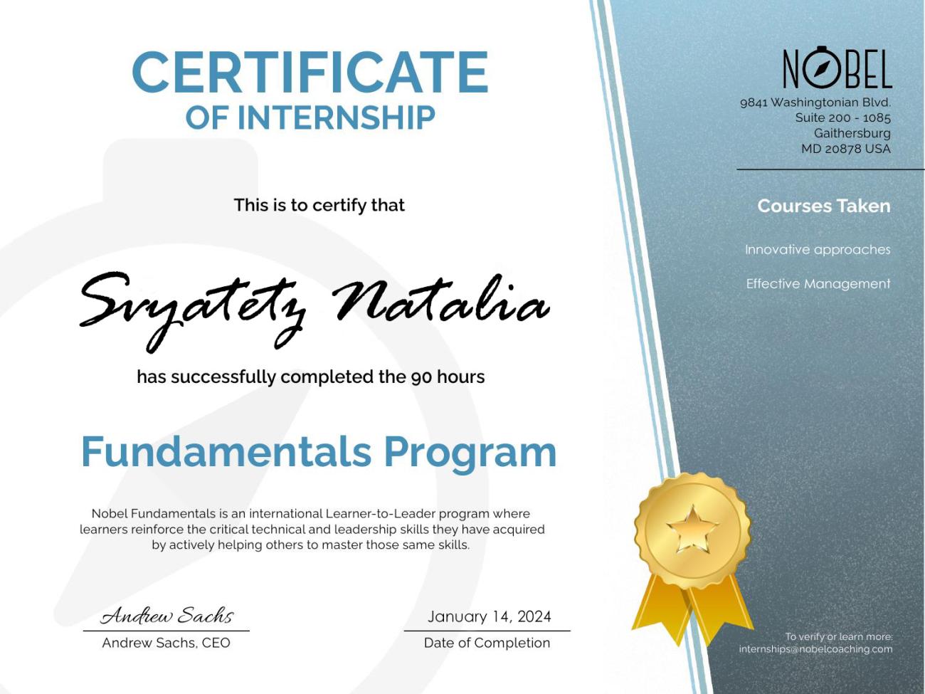 Completó un programa básico en los cursos: enfoques innovadores y gestión eficaz, por lo que recibió el certificado de participación Completó un programa básico en los cursos: enfoques innovadores y gestión eficaz, por lo que recibió el certificado de participación