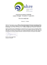 Certificado ESHRE'15 Certificado ESHRE'15